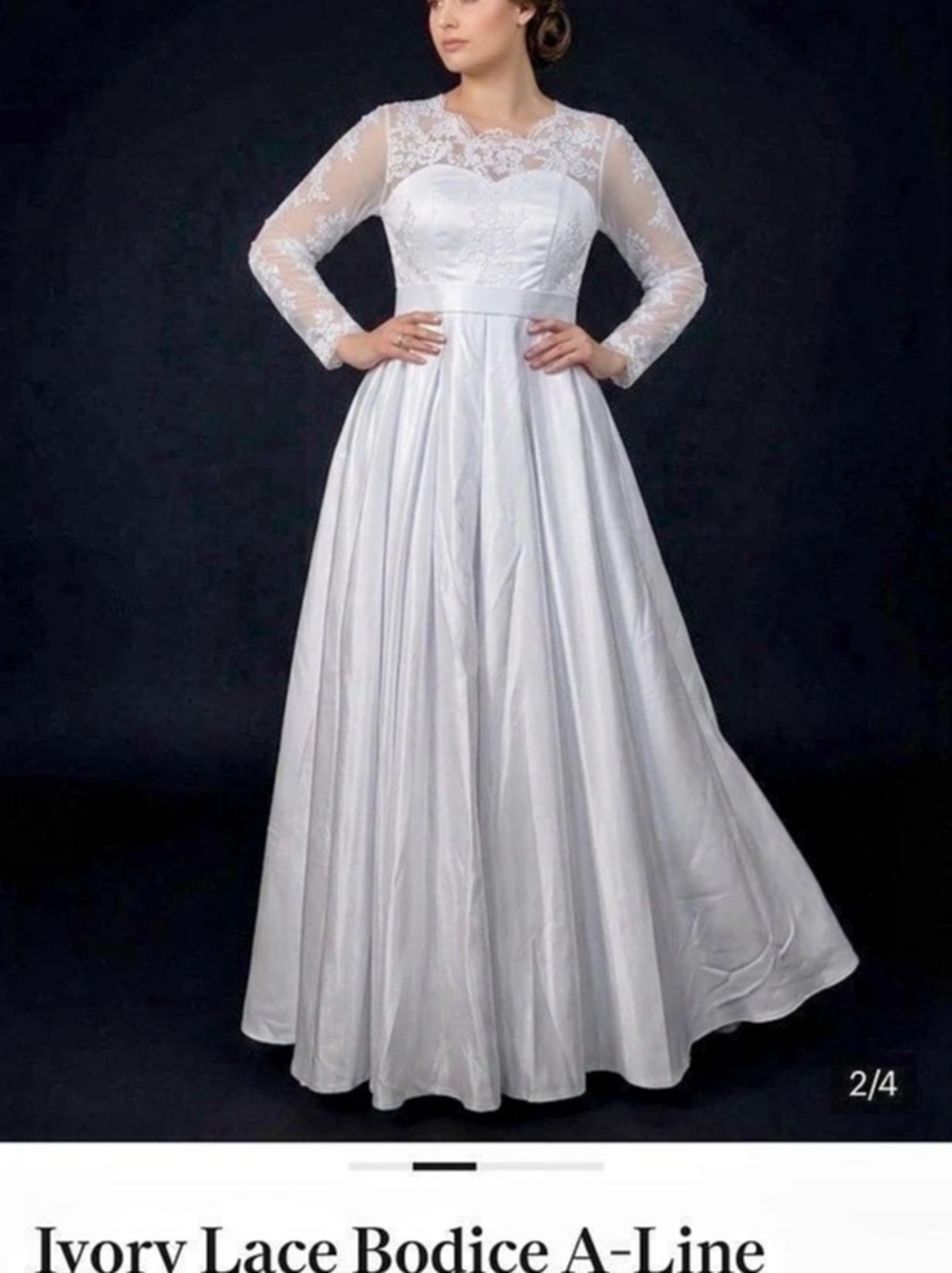 Fashion Class and Fashion Ivory Lace Bodice A-Line Wedding Dress with Long